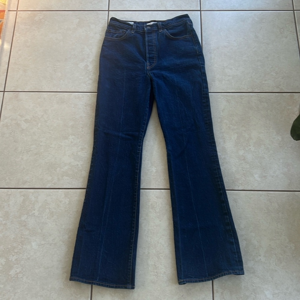 Levi's Ribcage Boot Jeans 29 Blue Dark Wash Button Fly